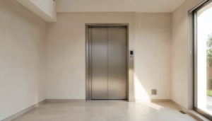 Contemporary home elevator landing kept clear for safe routine inspection