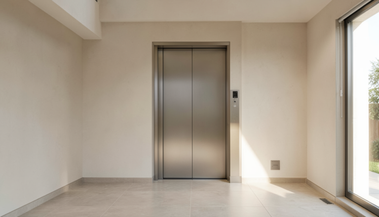 Contemporary home elevator landing kept clear for safe routine inspection